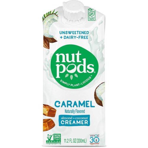 unsweetened vegan coffee creamer with caramel flavor by nutpods