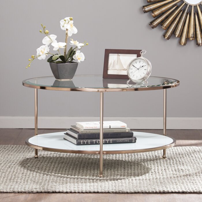 oval coffee table storage