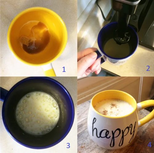 Steps of making caramel latte